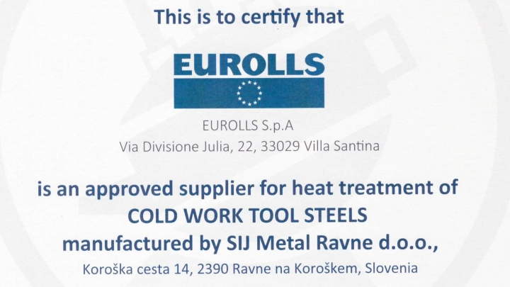 Eurolls Heat Treatment Certification